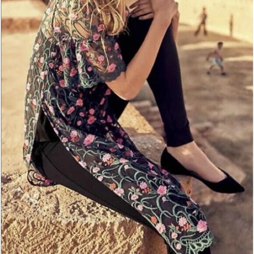 Anthropologie Moulinette Soeurs Flower Embroidered Summer Dress Size MEDIUM